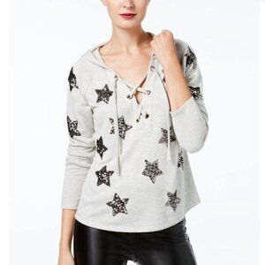 Inc International Concept Sequin Star Hoodie Size M